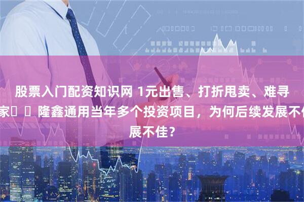 股票入门配资知识网 1元出售、打折甩卖、难寻买家⋯⋯隆鑫通用当年多个投资项目,为何后续发展不佳?